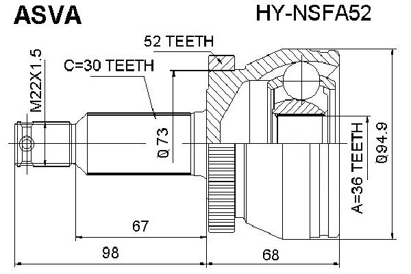 Шрус наружный HYNSFA52 Asva (фото №1)