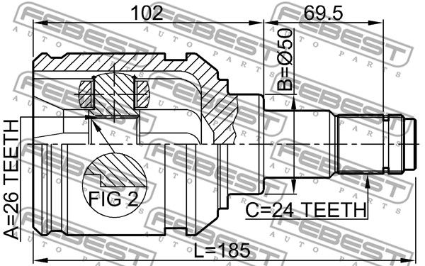 Шрус внутренний левый 0111AZT251LH Febest (фото №1)