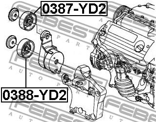 Ролик honda accord -06 обводной 0388YD2 Febest (фото №1)