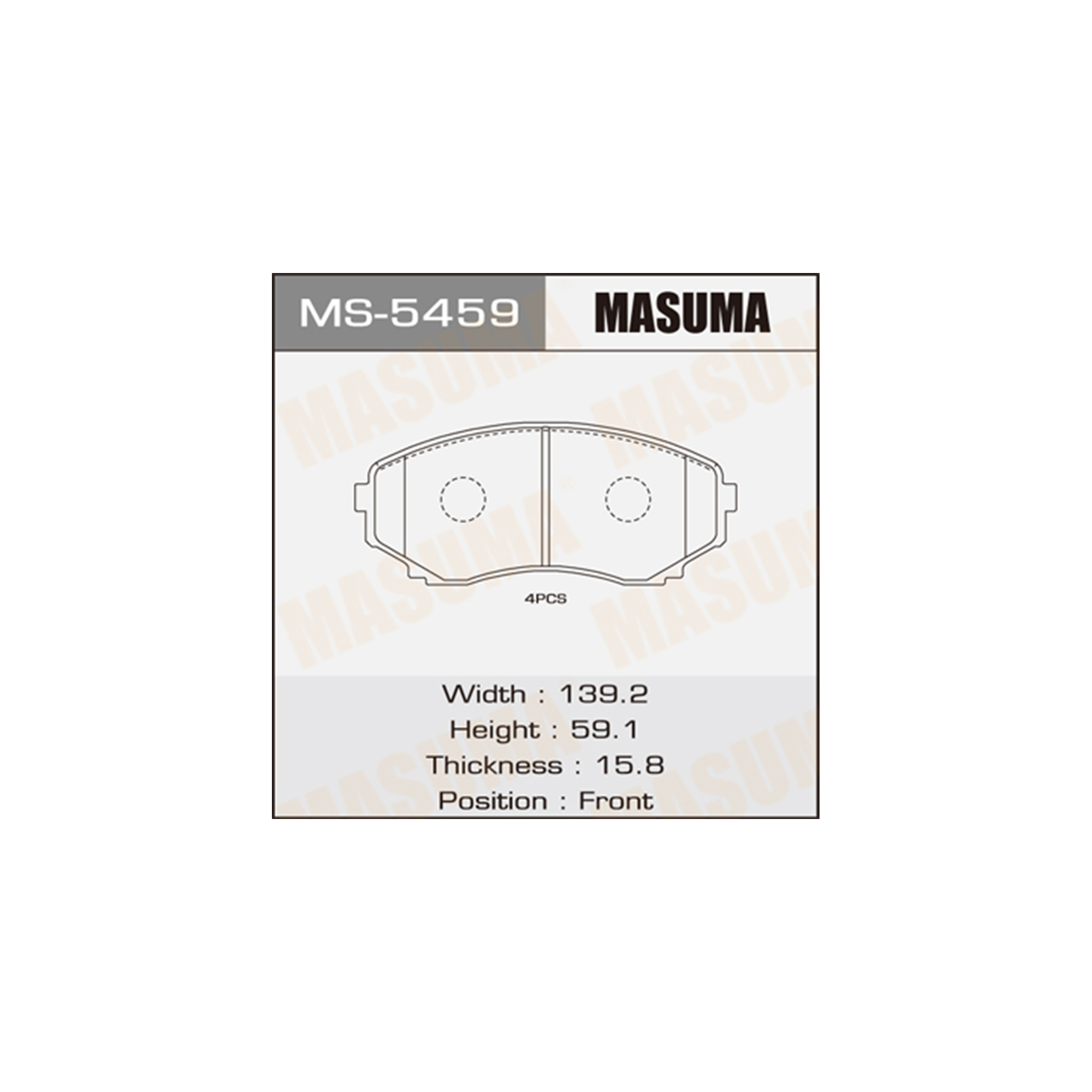 Колодки тормозные передние MS5459 Masuma (фото №1)