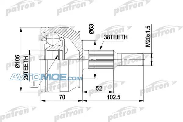 Шрус наружний PCV1033 Patron (фото №1)