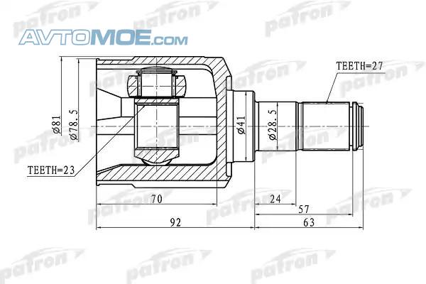 Шрус внутренний PCV1162 Patron (фото №1)