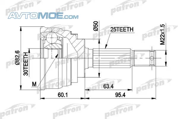 Шрус наружный PCV1191 Patron (фото №1)