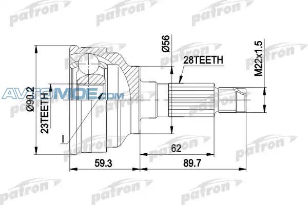 Шрус наружный PCV1268 Patron (фото №1)