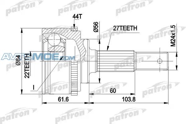Шрус наружный PCV1348 Patron (фото №1)