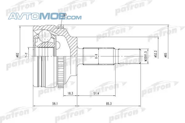 Шрус наружный с ABS PCV1378 Patron (фото №1)