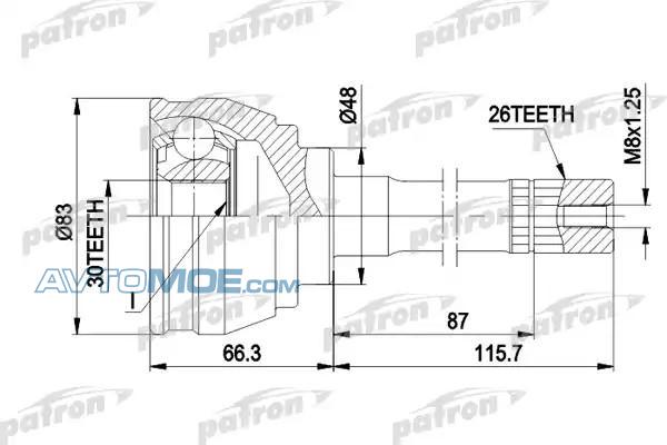 Шрус наружный PCV1540 Patron (фото №1)