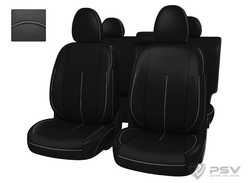 Чехлы Suzuki SX4 2 2013- (РЗС60/40 3Г)(экокожа,черный,строчка белая) PSV 124323