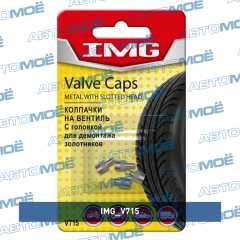 Фото товара Колпачки на вентиль шины chrome со шлицевой шляпкой, металл (4шт) IMG V715