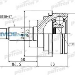 Фото товара Шрус наружный передний Patron PCV1260