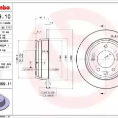 Фото товара Диск тормозной задний Brembo 08A86910